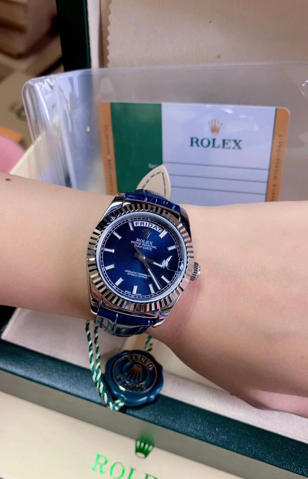 Blue Face Rolex Blue Leather Band Nikko s Boutique