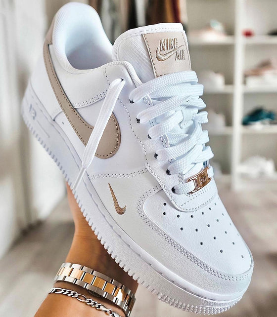 White AF1 W/Light Brown Accents