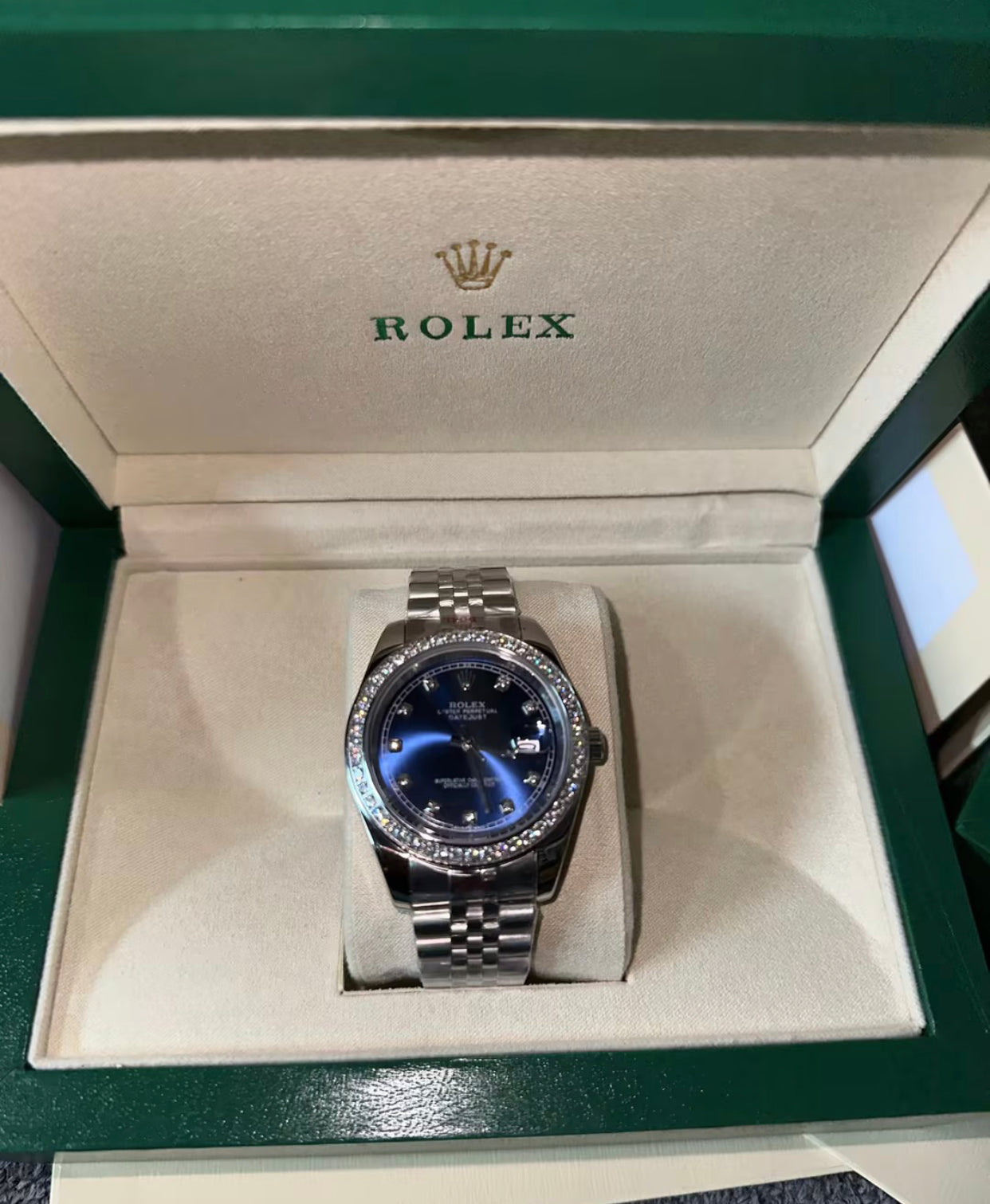 Rolex with best sale a blue face